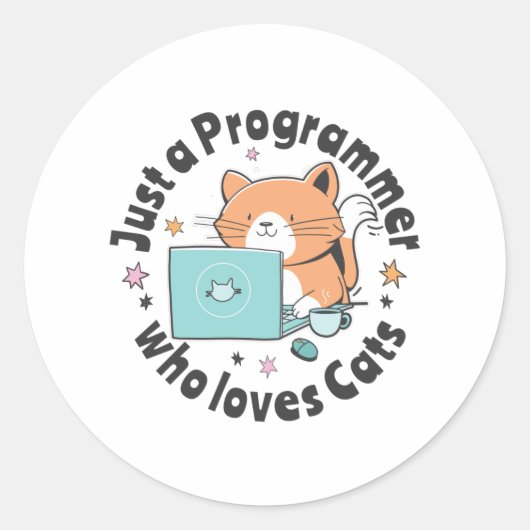 Alleen een programmeur die van katten houdt ronde sticker (Voorkant)