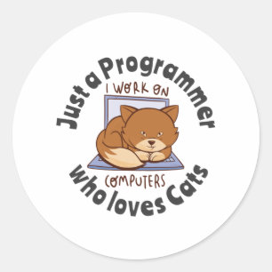 Alleen een programmeur die van katten houdt ronde sticker