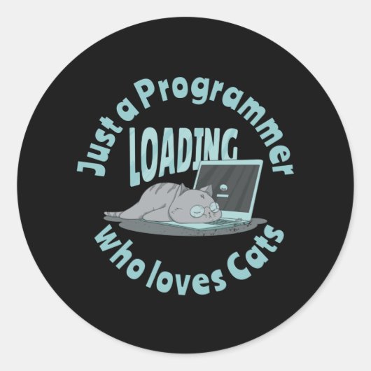 Alleen een programmeur die van katten houdt ronde sticker (Voorkant)