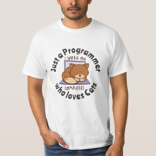 Alleen een programmeur die van katten houdt t-shirt (Voorkant)