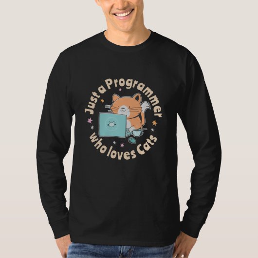 Alleen een programmeur die van katten houdt t-shirt (Voorkant)