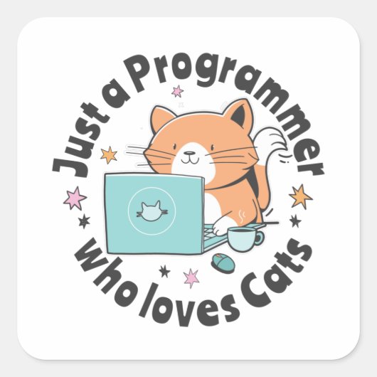 Alleen een programmeur die van katten houdt vierkante sticker (Voorkant)