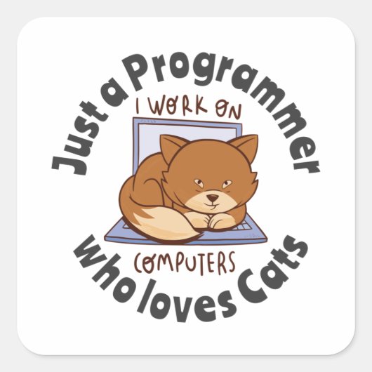 Alleen een programmeur die van katten houdt vierkante sticker (Voorkant)