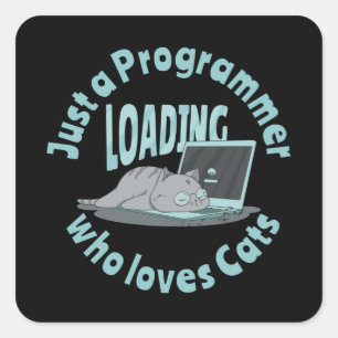 Alleen een programmeur die van katten houdt vierkante sticker