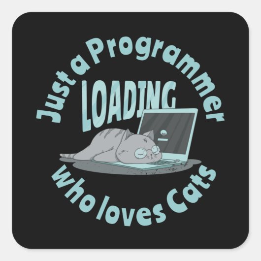 Alleen een programmeur die van katten houdt vierkante sticker (Voorkant)