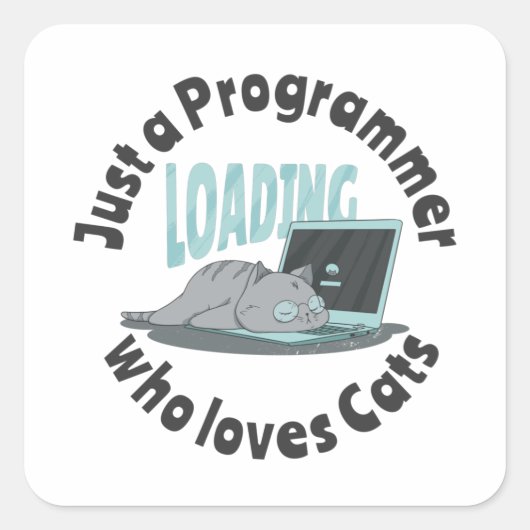 Alleen een programmeur die van katten houdt vierkante sticker (Voorkant)
