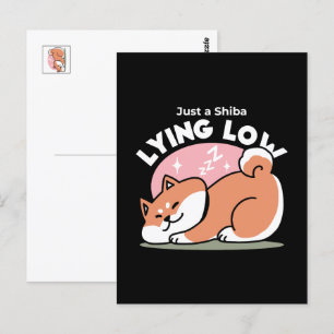 Alleen een Shiba Lying Low: Schattige Shiba Inu-on Briefkaart