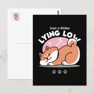 Alleen een Shiba Lying Low: Schattige Shiba Inu-on Briefkaart