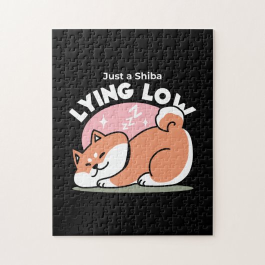 Alleen een Shiba Lying Low: Schattige Shiba Inu-on Legpuzzel (Verticaal)