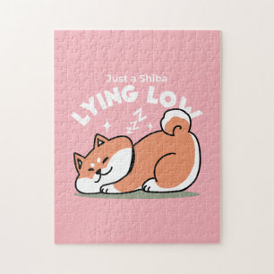 Alleen een Shiba Lying Low: Schattige Shiba Inu-on Legpuzzel