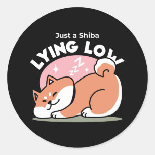 Alleen een Shiba Lying Low: Schattige Shiba Inu-on Ronde Sticker