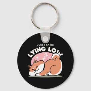 Alleen een Shiba Lying Low: Schattige Shiba Inu-on Sleutelhanger