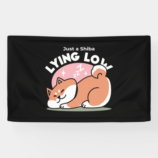 Alleen een Shiba Lying Low: Schattige Shiba Inu-on Spandoek (Horizontaal)