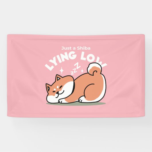 Alleen een Shiba Lying Low: Schattige Shiba Inu-on Spandoek (Horizontaal)