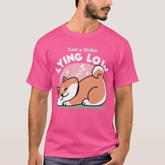 Alleen een Shiba Lying Low: Schattige Shiba Inu-on T-shirt (Voorkant)