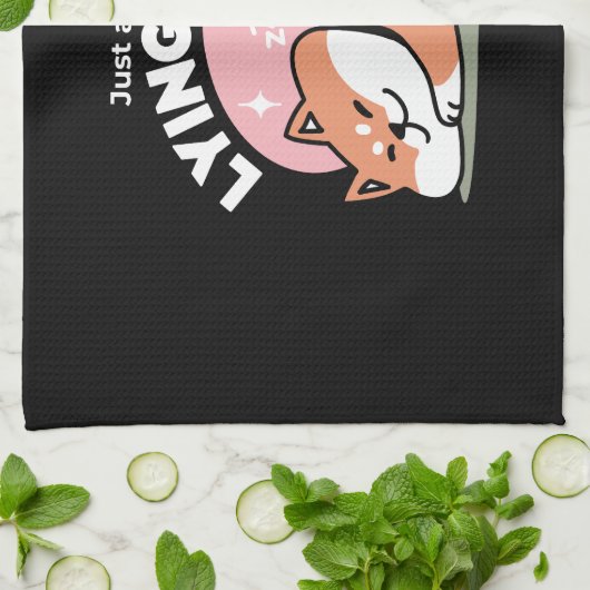 Alleen een Shiba Lying Low: Schattige Shiba Inu-on Theedoek (Gevouwen)