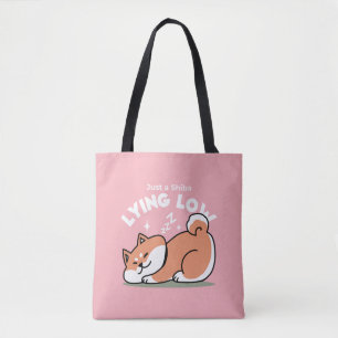 Alleen een Shiba Lying Low: Schattige Shiba Inu-on Tote Bag