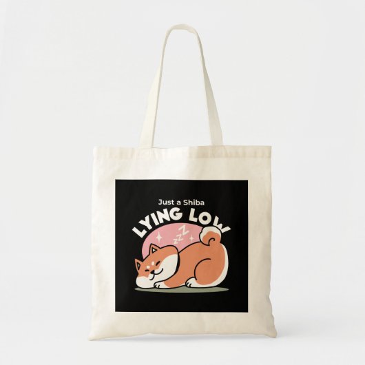 Alleen een Shiba Lying Low: Schattige Shiba Inu-on Tote Bag (Voorkant)