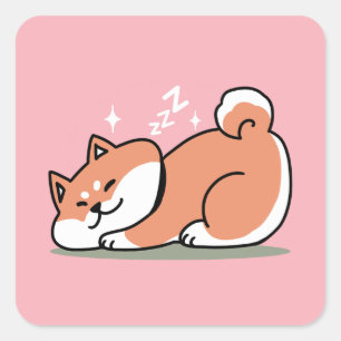 Alleen een Shiba Lying Low: Schattige Shiba Inu-on Vierkante Sticker