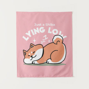 Alleen een Shiba Lying Low: Schattige Shiba Inu-on Wandkleed