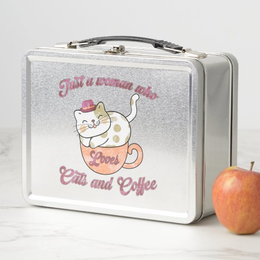 Alleen een vrouw die van katten en koffie houdt (In situ)