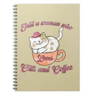 Alleen een vrouw die van katten en koffie houdt notitieboek