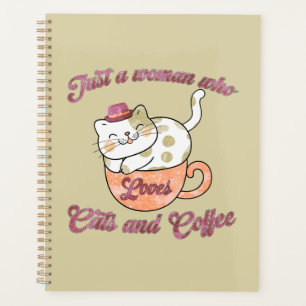 Alleen een vrouw die van katten en koffie houdt planner