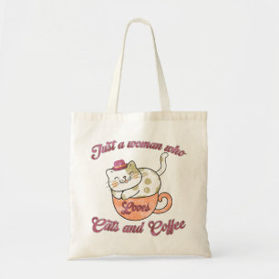 Alleen een vrouw die van katten en koffie houdt tote bag