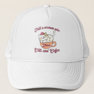 Alleen een vrouw die van katten en koffie houdt trucker pet