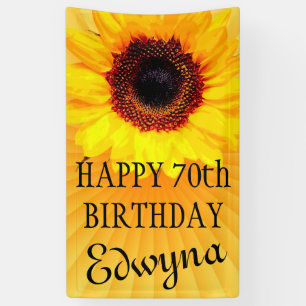 Alleen een zonnebloem bloesem + je rug. en ideeën spandoek