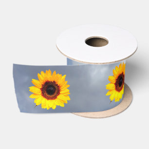 Alleen een zonnebloem bloesem + jouw tekst & idee satijnen lint