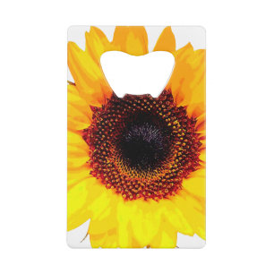 Alleen een zonnebloem bloesem + jouw tekst & ideeë creditkaart flessenopener