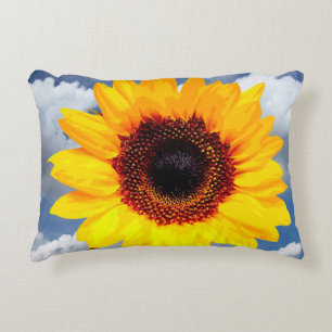 Alleen een zonnebloem bloesem + jouw tekst & ideeë decoratief kussen