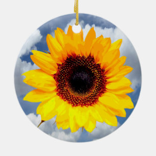 Alleen een zonnebloem bloesem + jouw tekst & ideeë keramisch ornament
