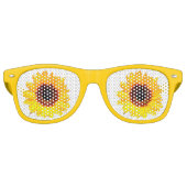 Alleen een zonnebloem bloesem + jouw tekst & ideeë retro zonnebril (Voorkant)