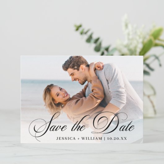 Alleen Elegant Photo Wedding PHOTO Save The Date (Staand voorkant)