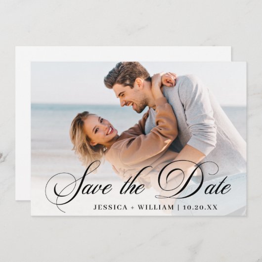 Alleen Elegant Photo Wedding PHOTO Save The Date (Voorkant / Achterkant)