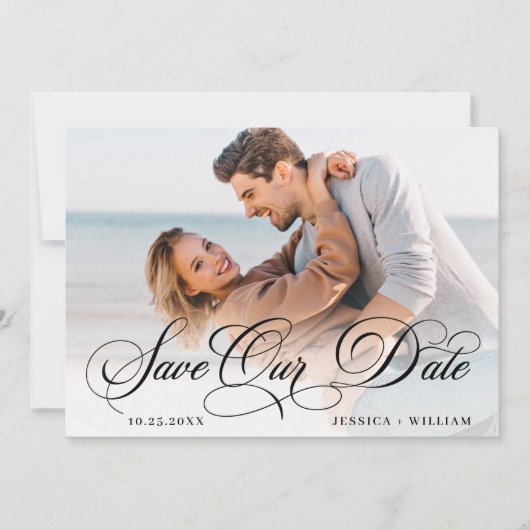 Alleen Elegant Photo Wedding PHOTO Save The Date (Voorkant)