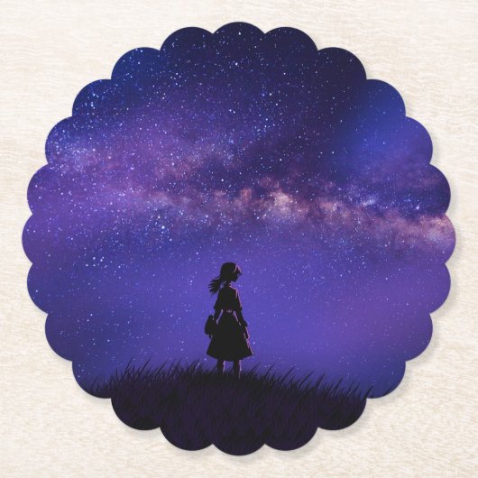 Alleen en Sterrennacht Kartonnen Onderzetters (Voorkant)