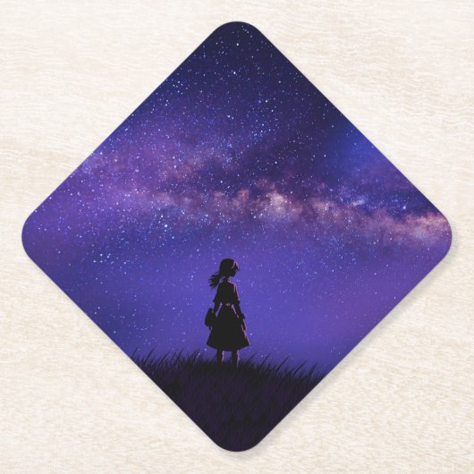 Alleen en Sterrennacht Kartonnen Onderzetters (Voorkant)