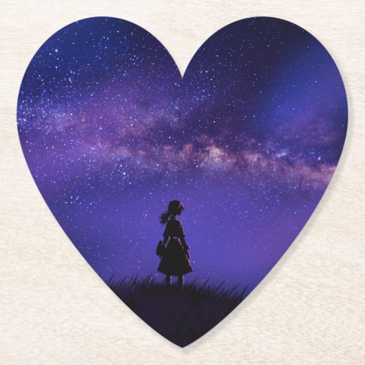 Alleen en Sterrennacht Kartonnen Onderzetters (Voorkant)