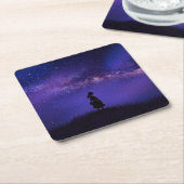 Alleen en Sterrennacht Kartonnen Onderzetters (Schuin)