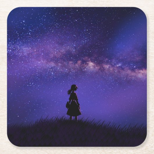 Alleen en Sterrennacht Kartonnen Onderzetters (Voorkant)