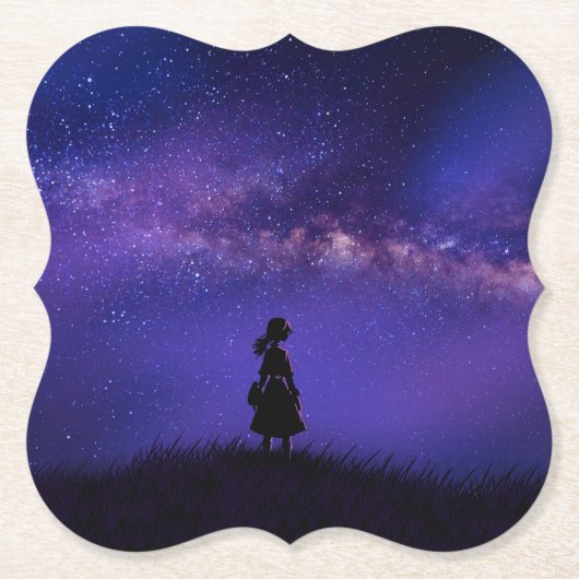 Alleen en Sterrennacht Kartonnen Onderzetters (Voorkant)