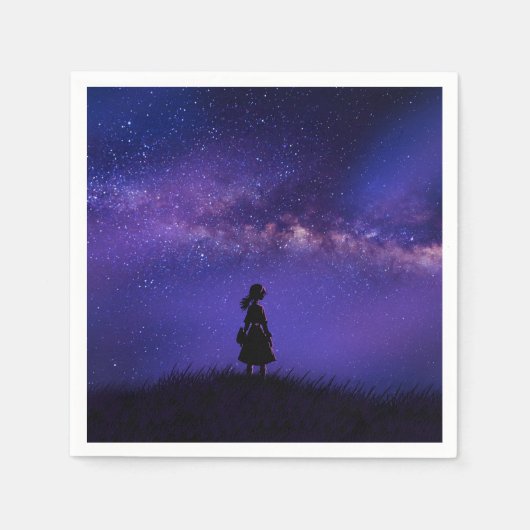 Alleen en sterrennacht servet (Voorkant)