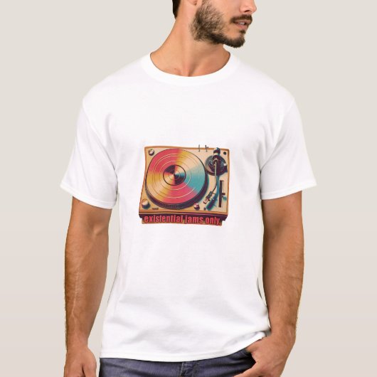 Alleen Essential Jams – Retro Platenspeler Design T-shirt (Voorkant)