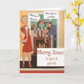 Alleen fans redden Kerstmis, vintage grappig Kaart (Gele Bloem)