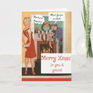 Alleen fans redden Kerstmis, vintage grappig Kaart
