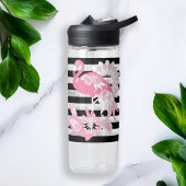 Alleen Flamingo Vibes - Black Stripe Roze Flamingo Waterfles