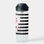 Alleen Flamingo Vibes - Black Stripe Roze Flamingo Waterfles (Achterkant)